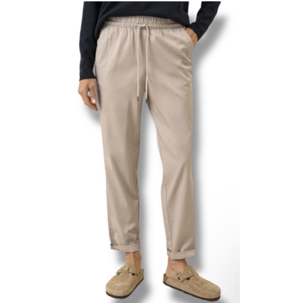 PACT Organic Cotton‎ Daily Twill Ultra-High Rise Tapered Pant Cream Tan Size XL